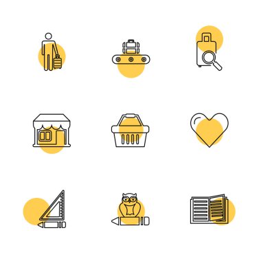 Beyaz arka plan üzerinde renkli daireler ile minimalist düz vektör app simgeleri 