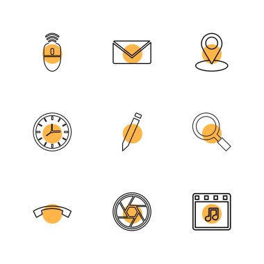 Beyaz arka plan üzerinde renkli daireler ile minimalist düz vektör app simgeleri