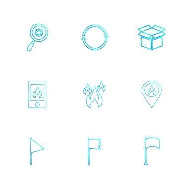 çeşitli tema app simgeler, vektör çizimler set