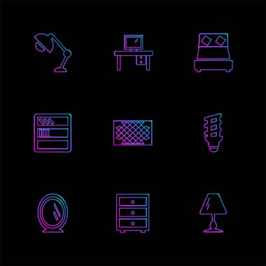 minimalist düz vektör app simgeler siyah arka plan üzerine 