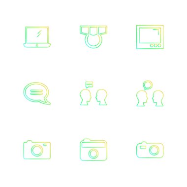 Beyaz arka plan üzerinde izole çeşitli tema app simge kümesi