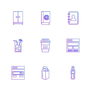 Beyaz arka plan üzerinde izole minimalist düz vektör app simgeleri