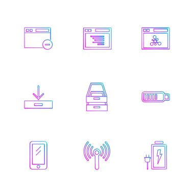 Beyaz arka plan üzerinde izole minimalist düz vektör app simgeleri