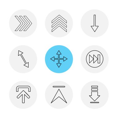 oklar yön işaretçiler yaratıcı simgeler ayarla, düz özel koleksiyon vektör