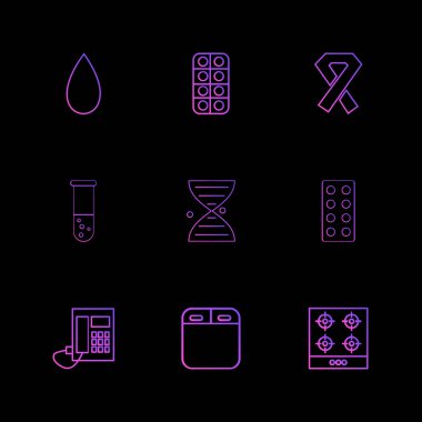 farklı minimalist düz vektör app simgeler siyah arka plan üzerine