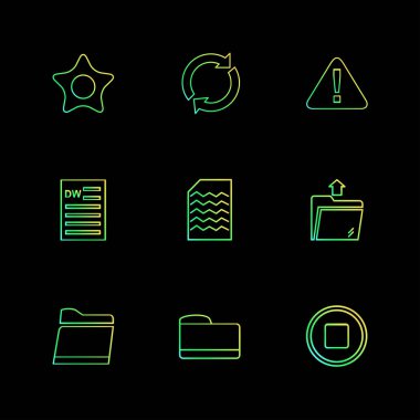 farklı minimalist düz vektör app simgeler siyah arka plan üzerine