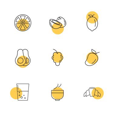 Beyaz arka plan üzerinde renkli daireler ile minimalist düz vektör app simgeleri 