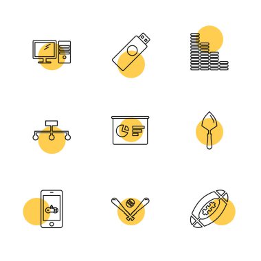 Beyaz arka plan üzerinde farklı minimalist düz vektör app simgeleri