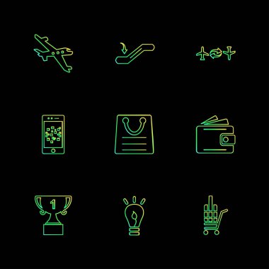 çeşitli tema app simgeler, vektör çizimler set