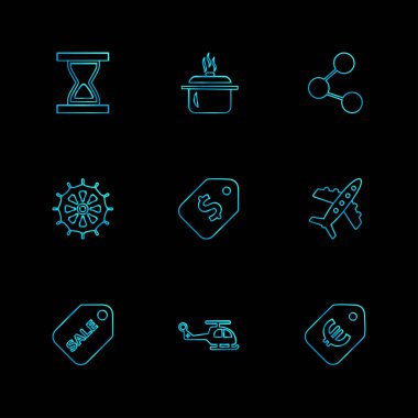 siyah arka plan üzerine çeşitli tema app simgelerin ayarlamak