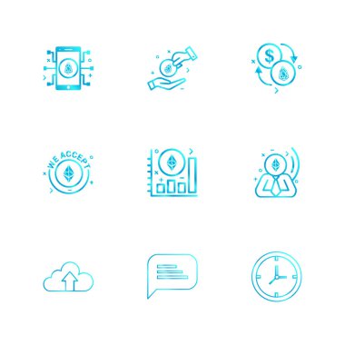 Beyaz arka plan üzerinde izole çeşitli tema app simge kümesi