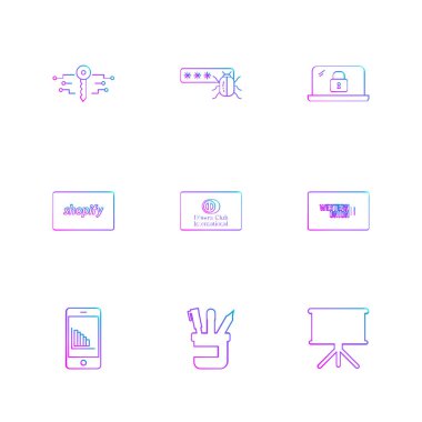 çeşitli tema app simgeler, vektör çizimler set