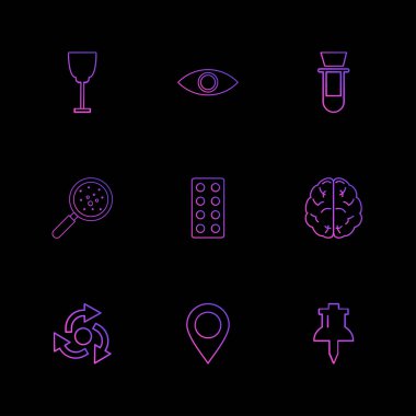 minimalist düz vektör app simgeler siyah arka plan üzerine 