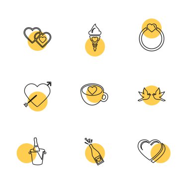 Beyaz arka plan üzerinde renkli daireler ile minimalist düz vektör app simgeleri