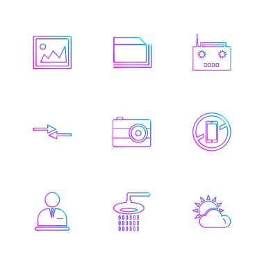 çeşitli tema app simgeler, vektör çizimler set