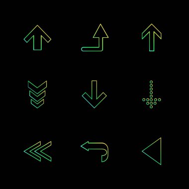 oklar yön işaretçiler yaratıcı simgeler ayarla, düz özel koleksiyon vektör