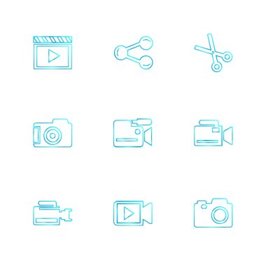 Beyaz arka plan üzerinde izole minimalist düz vektör app simgeleri