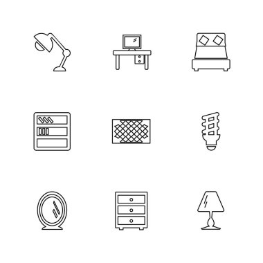 Beyaz arka plan üzerinde izole minimalist düz vektör app simgeleri