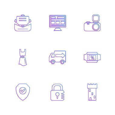 Beyaz arka plan üzerinde farklı minimalist düz vektör app simgeleri