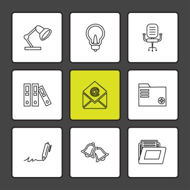 farklı minimalist düz vektör app simgeler siyah arka plan üzerine