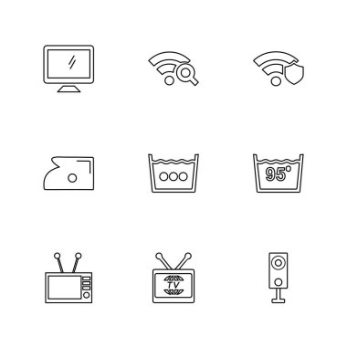 Beyaz arka plan üzerinde farklı minimalist düz vektör app simgeleri