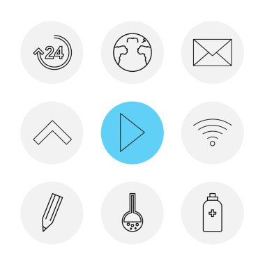 çeşitli tema app simgeler, vektör çizimler set