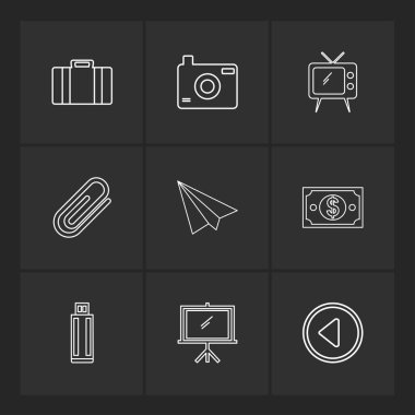 farklı minimalist düz vektör app simgeler siyah arka plan üzerine
