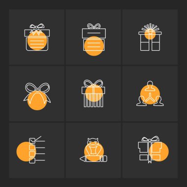 minimalist düz vektör app simgeler siyah arka plan üzerine