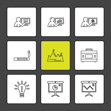 farklı minimalist düz vektör app simgeler siyah arka plan üzerine