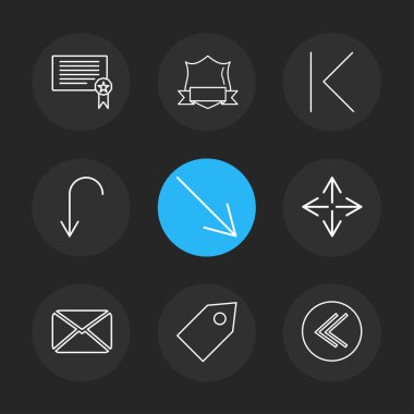 farklı minimalist düz vektör app simgeler siyah arka plan üzerine