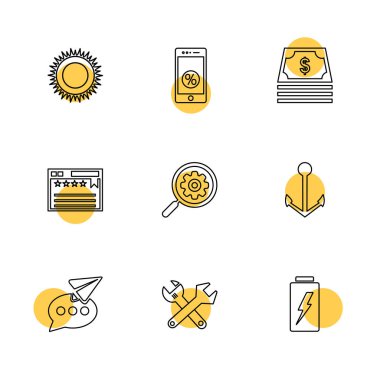 çeşitli tema app simgeler, vektör çizimler set