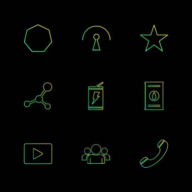 siyah arka plan üzerine çeşitli tema app simgelerin ayarlamak