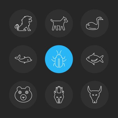 farklı minimalist düz vektör app simgeler siyah arka plan üzerine