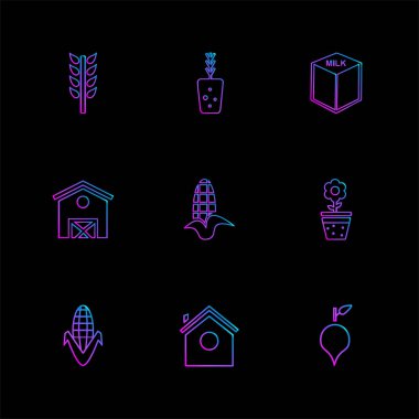 minimalist düz vektör app simgeler siyah arka plan üzerine 