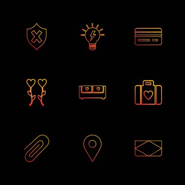 siyah arka plan üzerine çeşitli tema app simgelerin ayarlamak