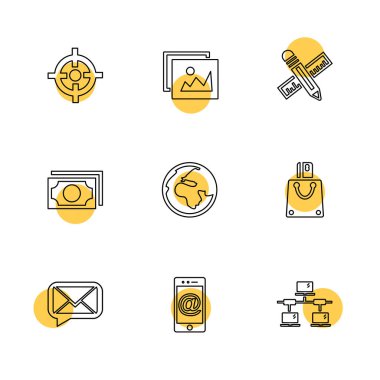 çeşitli tema app simgeler, vektör çizimler set