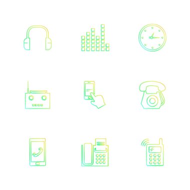 Beyaz arka plan üzerinde izole çeşitli tema app simge kümesi