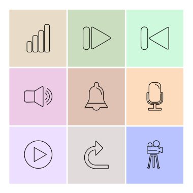 Renkli arka plan üzerinde farklı minimalist düz vektör app simgeleri