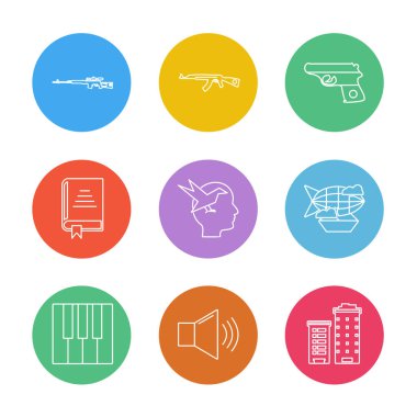 Beyaz arka plan üzerinde izole minimalist düz vektör app simgeleri