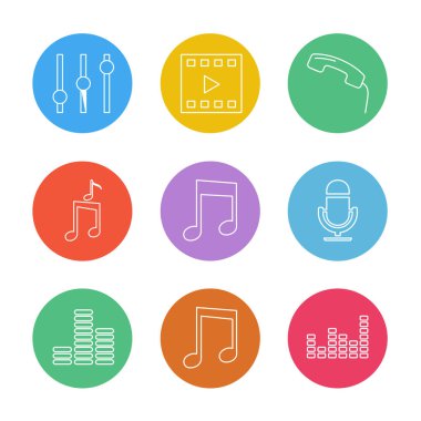 Beyaz arka plan üzerinde farklı minimalist düz vektör app simgeleri