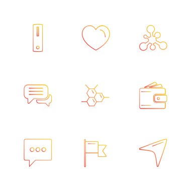 Beyaz arka plan üzerinde izole çeşitli tema app simge kümesi