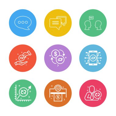 Beyaz arka plan üzerinde izole çeşitli tema app simge kümesi