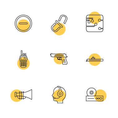 Beyaz arka plan üzerinde farklı minimalist düz vektör app simgeleri