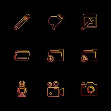 siyah arka plan üzerine çeşitli tema app simgelerin ayarlamak