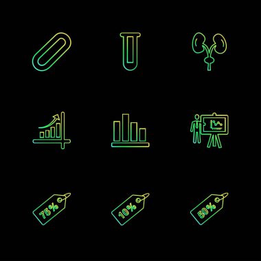 siyah arka plan üzerine çeşitli tema app simgelerin ayarlamak