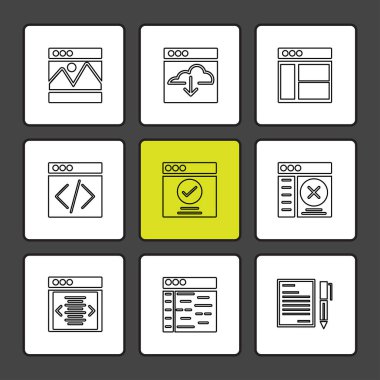 siyah arka plan üzerine çeşitli tema app simgelerin ayarlamak