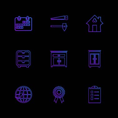 minimalist düz vektör app simgeler siyah arka plan üzerine 