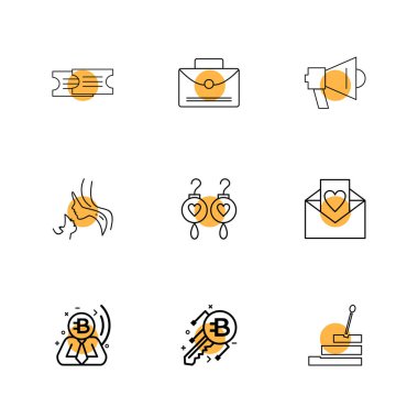 Beyaz arka plan üzerinde farklı minimalist düz vektör app simgeleri