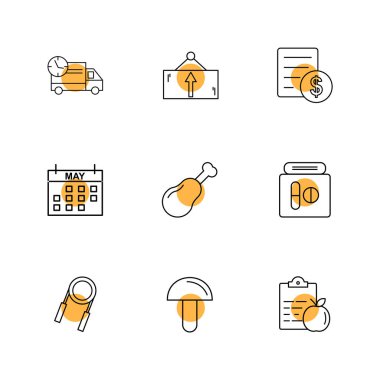 Beyaz arka plan üzerinde farklı minimalist düz vektör app simgeleri