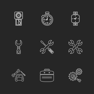 farklı minimalist düz vektör app simgeler siyah arka plan üzerine